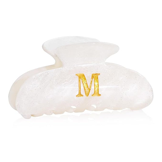 Teen Girl Gifts Trendy Stuff - White Initial Cute Hair Clips, Letter Hair Claw Clips, Glitter Claw Clips Durable Hair Clips, Birthday Gifts for Teens Daughter Sister Christmas Gifts