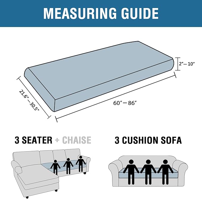 H.VERSAILTEX Super Stretch Individual Seat Cushion Covers Sofa Covers Couch Cushion Covers Slipcover Sets Thick Jacquard Textured Twill Fabric (1 Piece Sofa Cushion Cover, Ivory)