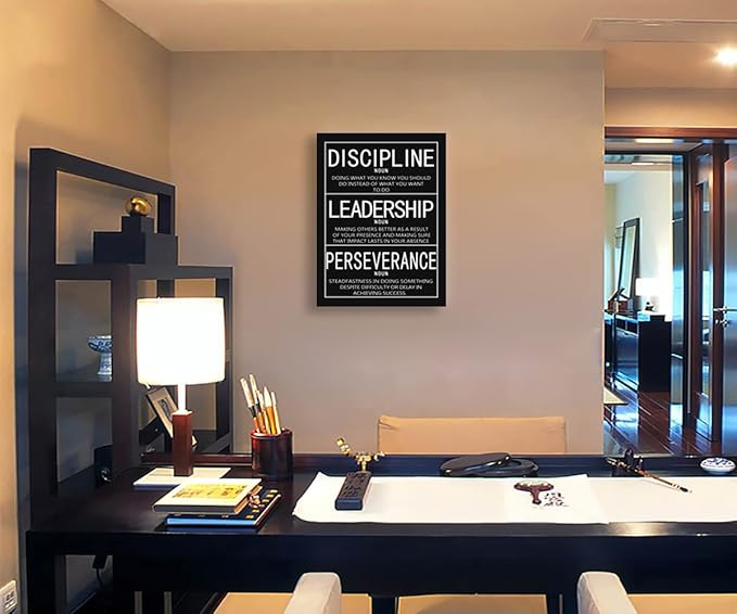 Inspirational Canvas Wall Art Motivational Office Decor Prints Inspiring Entrepreneur Quotes Posters Discipline Leadership Perseverance Painting Artwork Frame Ready to Hang [30W X 40H]