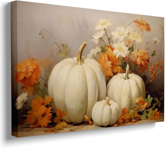 Framed Fall Wall Decor Still Life Canvas Painting Posters Thanksgiving Rustic Fall Wall Art Vintage Autumn poster Halloween Autumn Decor 11x14 framed