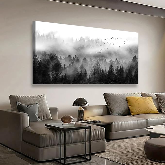 Canvas Wall Art for Living Room Black Bedroom Office Large Landscape Cloud Fog Forest Wall Art Kitchen Nature Pictures Modern Wall Decor Mural Paintings Artwork 20 * 40inch