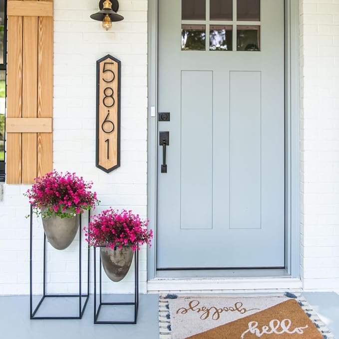 Boxwood Springs, Artificial Flowers Fake Outdoor UV Resistant Boxwood Plants Shrubs 10 Packs, Faux Plastic Greenery for Hanging Planter Home Office Wedding Farmhouse Indoor Outside Decor(Fuchsia)