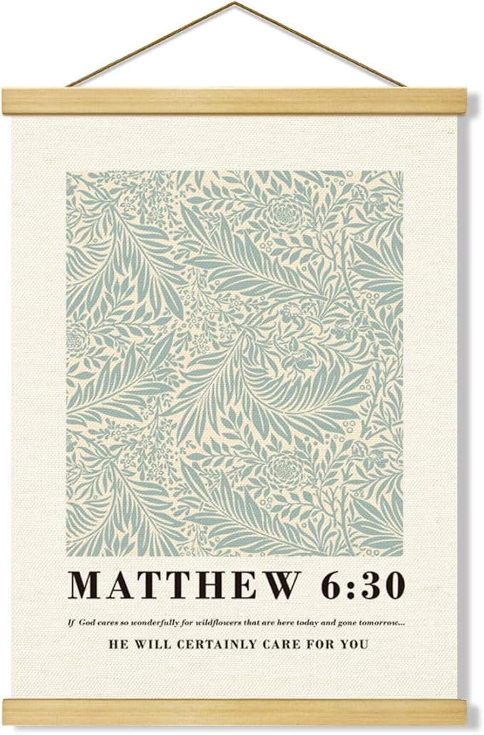 Christian Canvas Poster, Matthew 6:30 Canvas Poster Wood Hanger, Christian Wall Art, Bible Verse Posters, William Morris Prints Decor, Modern Canvass Posters Decors, Home Decor Accent