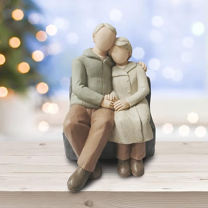 Couple Anniversary Sculpted Hand-Painted Figure Gifts Husband and Wife Wedding Figurine Gift, Happy 10th - 80th Anniversary Statue for Him and Her Together