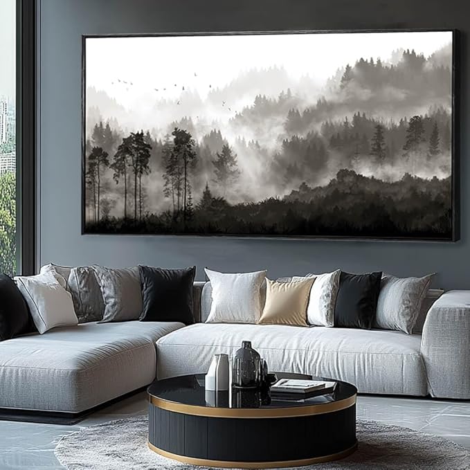 Wall Art Trees for Living Room Large Canvas Wall Art for Bedroom Framed Black And White Wall Paintings Bedroom Wall Decor Pictures 24”x48”