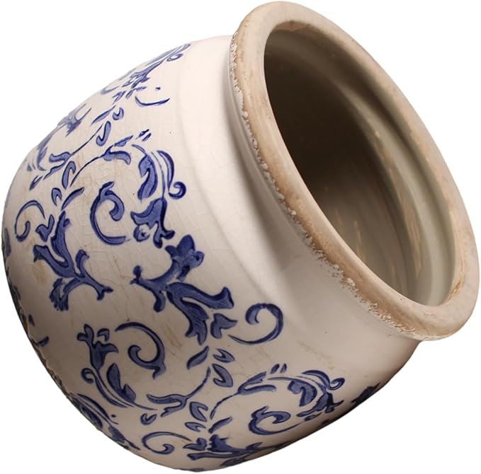 Ceramic Planters for Indoor Plants, Plant Pots with Drainage Hole, 6.29in. Flower Pots for Indoor Plants, Planters & Succulent Pots, Crackle Glaze Finish Plant Pots, Light Blue