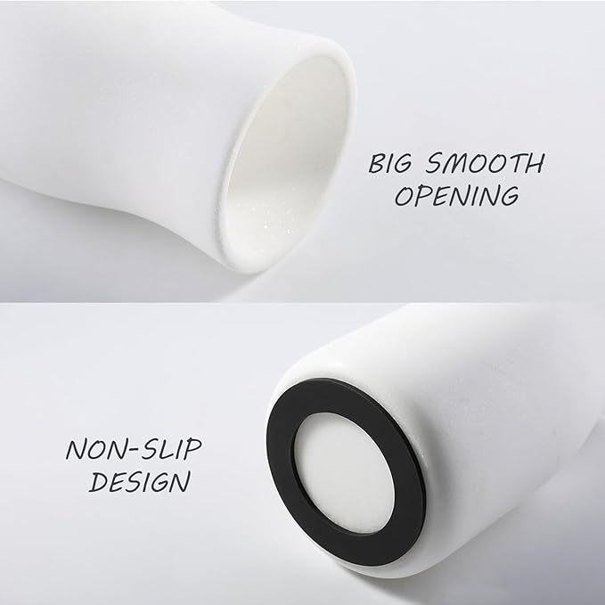 White Marble Vase for Flowers, 8.66" Minimalist Modern Frosted Flower Vase for Home Decor, Decorative Vases for Centerpieces, Living Room, Dining Table, Office, Boho Farmhouse Decor