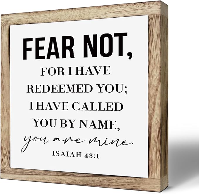 SUSZDOU Scripture Sign, Isaiah 43:1, Rustic Wooden Plaque, 9.8x9.8 Inch, Pine, Tabletop Decor