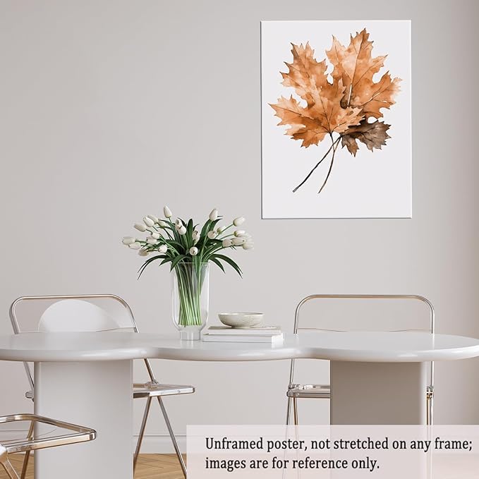 Maple Leaves Canvas Print Posters Watercolor Autumn Leaf Wall Art Poster Fall Rustic Autumn Art Halloween Wall Art Fall Home Decor 11x14 Unframed