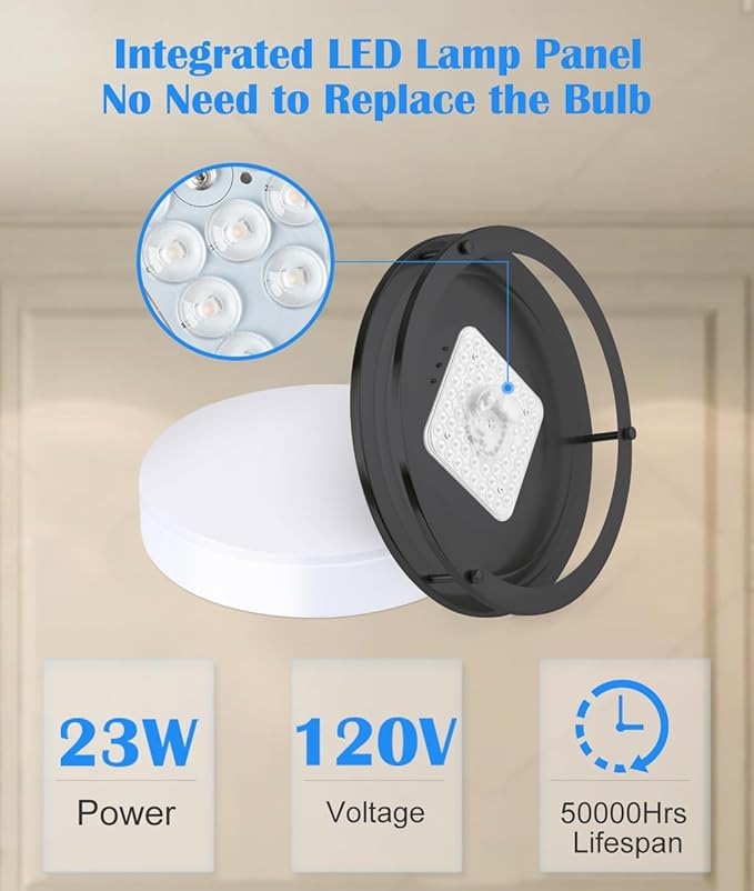 Black Flush Mount Ceiling Light, 13 Inch LED Ceiling Light Fixture with 5CCT(2700K/3000K/3500K/4000K/5000K Adjustable), 23W Saturn Flush Mount Ceiling Lighting for Kitchen Hallway Stairwell