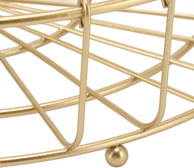 Tiered Fruit Bowl, 2 Tier Fruit Basket, Golden Fruit Basket Iron Round Golden Nordic Household Snack Storage Tray For Party Desktop Kitchen