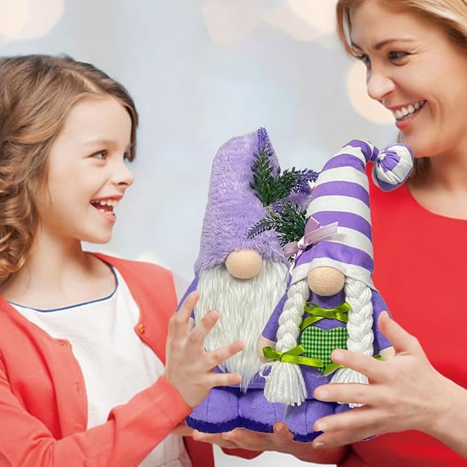 2PCS Summer Decorations for Home Cute Gnomes Plush Office Decor for Women Summer Gnomes Spring Home Decor Tiered Tray Oranment (Standing)