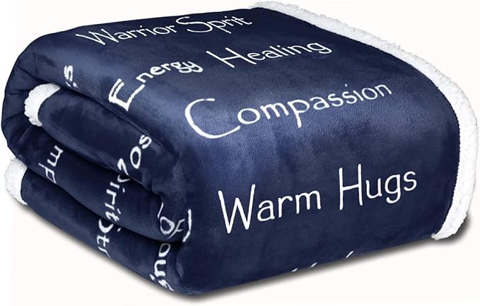 WOLF CREEK BLANKET - Compassion Blanket (Brand)- Strength Courage Super Soft Warm Hugs, Get Well Gift Blanket Plush Healing Thoughts Positive Energy Love & Hope (Blue, 50 x 65 Sherpa)