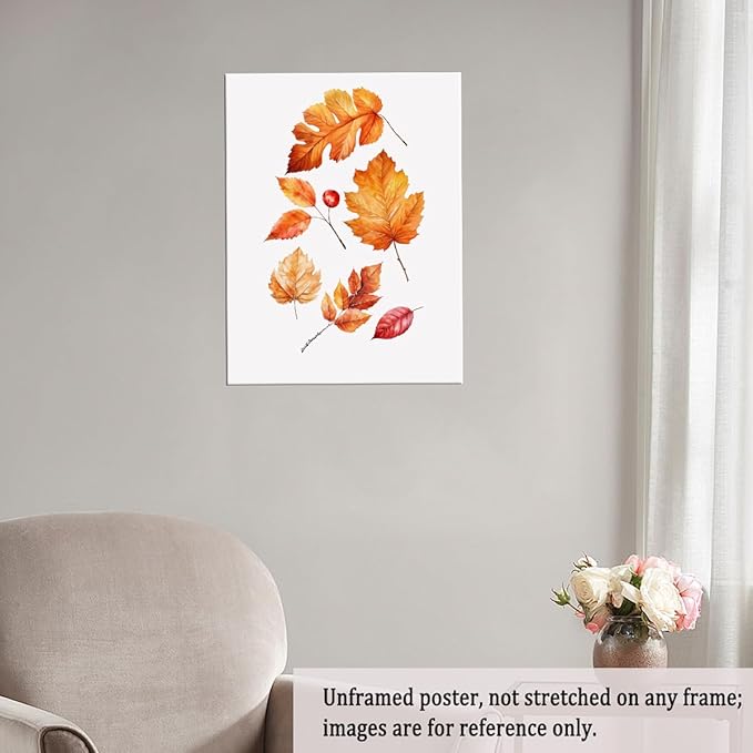 Autumn Leaves Canvas Print posters Rustic Fall Decor Halloween Wall Art Autumn Watercolor Artwork Fall Poster 20x30 Unframed