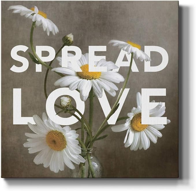 Square Premium Gallery Wrapped Canvas Flower Multicolor Wall Art Abstract Floral Romance Modern Pictures Print for Home Office, Ready to Hang