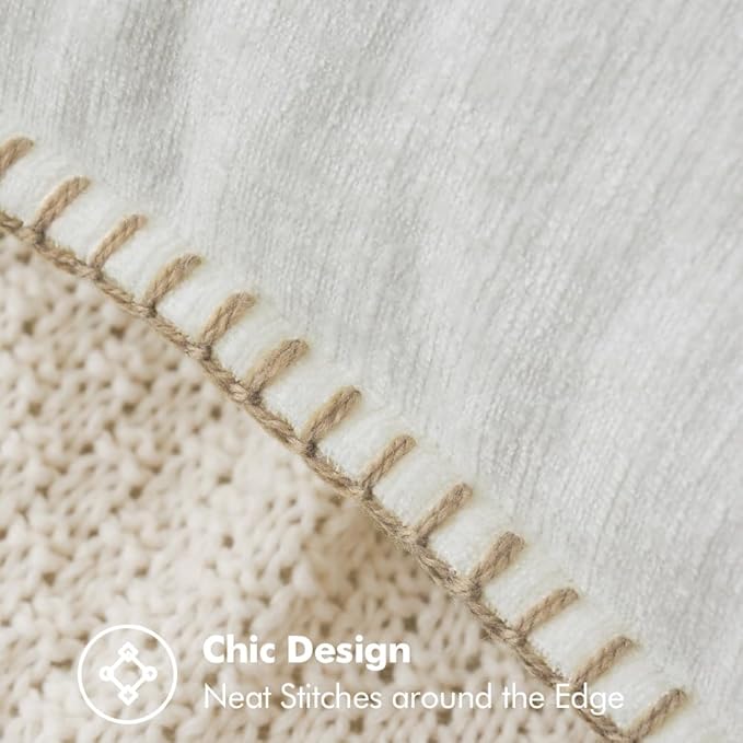 MIULEE Pack of 2 Christmas Pillow Covers 20x20 Inch Pure White Farmhouse Decorative Throw Pillow Covers with Stitched Edge Soft Chenille Solid Dyed Couch Pillow Covers for Sofa Bed Living Room