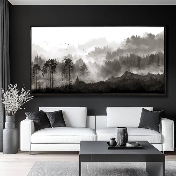Wall Art Trees for Living Room Large Canvas Wall Art for Bedroom Framed Black And White Wall Paintings Bedroom Wall Decor Pictures 24”x48”