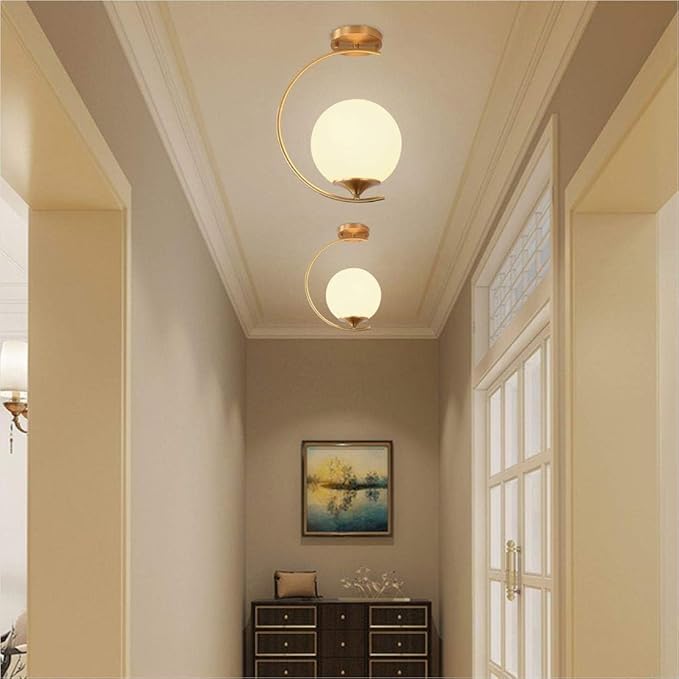 Modo Lighting Modern Flush Mount Ceiling Light Mid Century Industrial Chandeliers Antique Brass Ceiling Pendant Light Glass Globe Hanging Lights