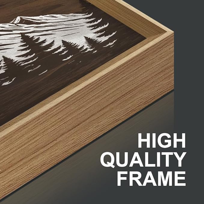 KAIRNE Wooden Mountain Tree Framed Canvas Wall Art Set, Country Wood Forest Wall Decor, Woodcut Pine Tree Wall Painting, Nature Farmhouse Zen Art Prints for Living Room, Bedroom, Office - 20"x40"x3