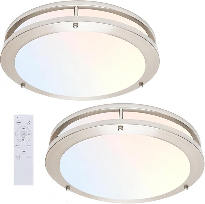 OOWOLF Dimmable LED Flush Mount Ceiling Light Fixture with Remote Control, 13-Inch 36W 2700K-6500K Light Color Adjustable, Super Bright 3600 Lumens Ceiling Lamp for Bathroom, Bedroom, Kitchen, Hallway