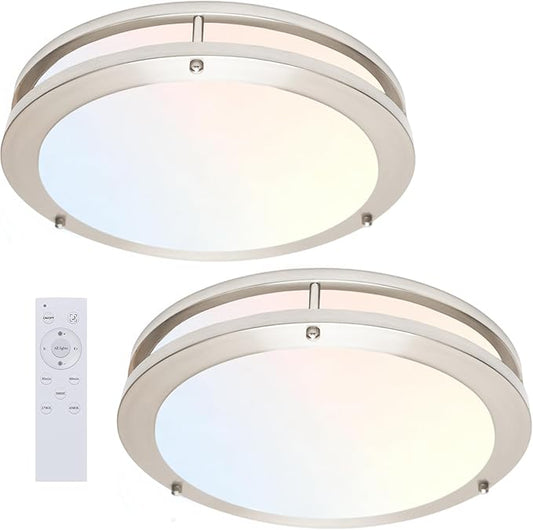 OOWOLF Dimmable LED Flush Mount Ceiling Light Fixture with Remote Control, 13-Inch 36W 2700K-6500K Light Color Adjustable, Super Bright 3600 Lumens Ceiling Lamp for Bathroom, Bedroom, Kitchen, Hallway