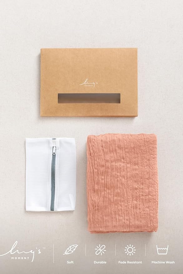 Ling's Moment 14Ft Sunset Terracotta Table Runner Taupe Sheer Chiffon Like Table Runner with Silver Sparkle for Wedding Reception Rustic Boho Wedding Party Bridal Shower Table Setting Decorations