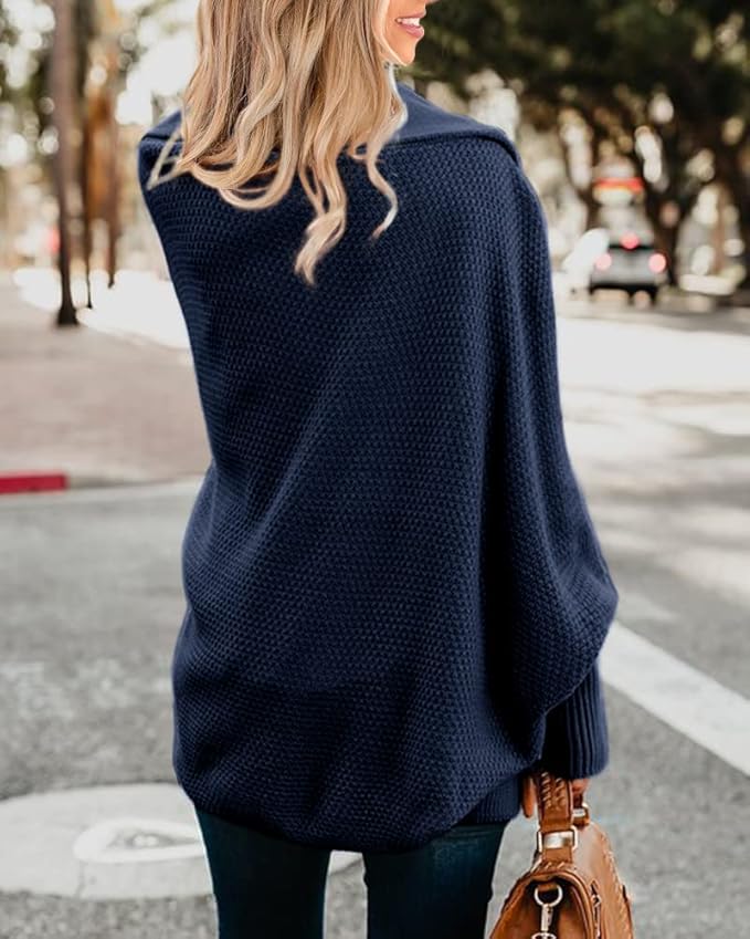 Imily Bela Women's Kimono Batwing Cable Knitted Slouchy Oversized Wrap Cardigan Sweater