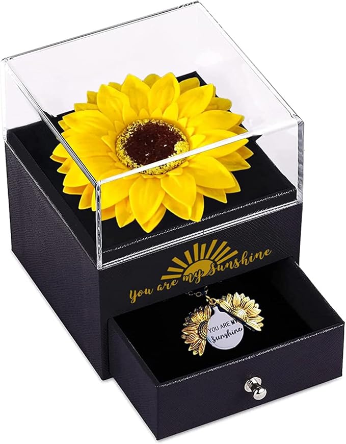 Mothers Day Gifts Sunflower Gifts for Women Daughter Son Girlfriend Wife Mom Friends Sisters Aunt, You are My Sunshine Necklace Gift Box for Birthday Wedding Mother's Day Xmas Present Sunflower Decor