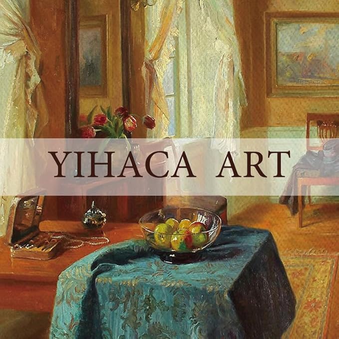 Yihaca Vintage Brown Frame Prints Decor Artist a Sunlit Room Wall Art Framed Canvas Wall Art Home Decor for Living Room Bedroom Decor 12x16in