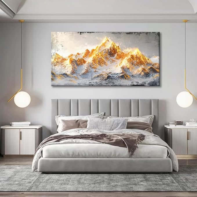 Canvas Wall Art Mountain Peak - Modern Landscape Paintings for Living Room, Bedroom Wall Decor, Framed Wall Art for Home or Office Decoration, Large Wall Art 20"x40"(50CMx100CM)
