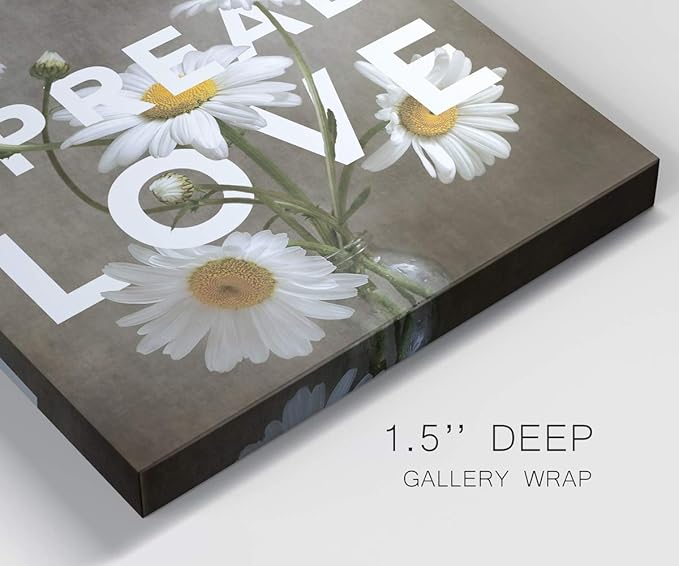 Square Premium Gallery Wrapped Canvas Flower Multicolor Wall Art Abstract Floral Romance Modern Pictures Print for Home Office, Ready to Hang