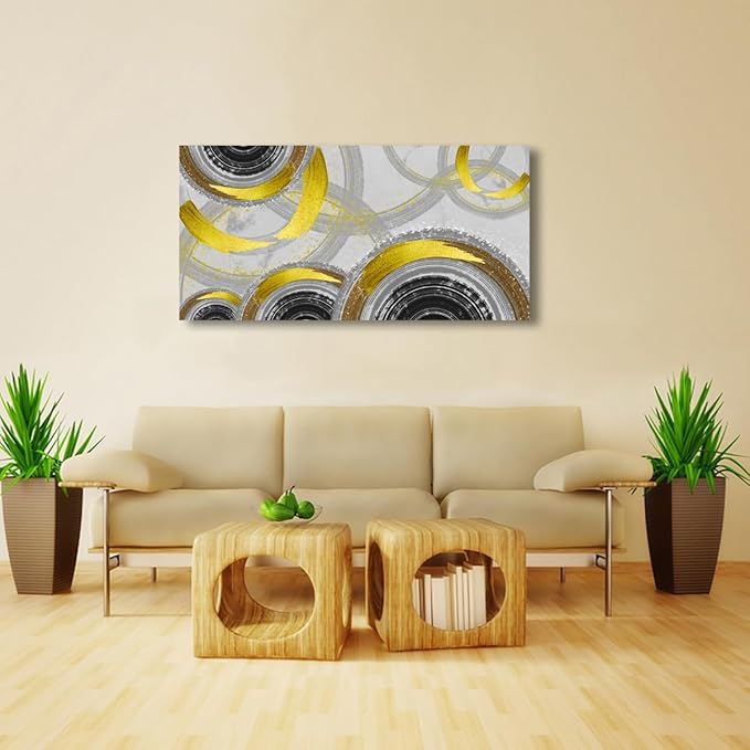 Yellow Abstract Smart Line Pictures Canvas Wall Art for Living room Bedroom Wall Decor,Smart Line Wall Art Print Paitnings for home Decor,Morden Artwork Full of Imagination Line Drawing Canvas Art