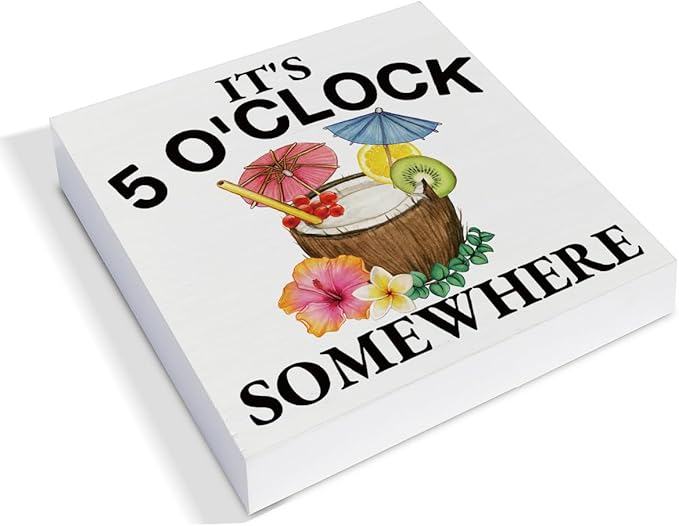 Beach Decor - Summer Beach Decorations Summer Fruit Wooden Sign Home Shelf Desk Decor 5 X 5 Inches