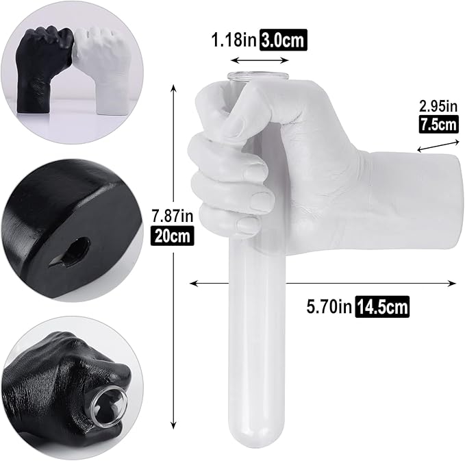 2 Pieces Wall Sculptures, Hands Vase Home Decor, Wall Mount Art Sculpture, Unique Wall Art Statue, Funky Flower Vase Decorations, Modern Eclectic Hanging Decor,Hands Statue (Black&White)