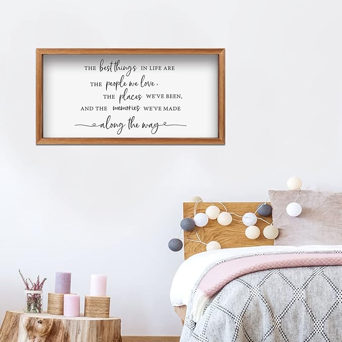 CHDITB The Best Things in Life Framed Wood Sign Plaque(16"×32"), Wooden Wall Table Sign with Scripture Bible Verse Quotes, Vintage Family Sign Housewarming for Home Bedroom Farmhouse Guest Room