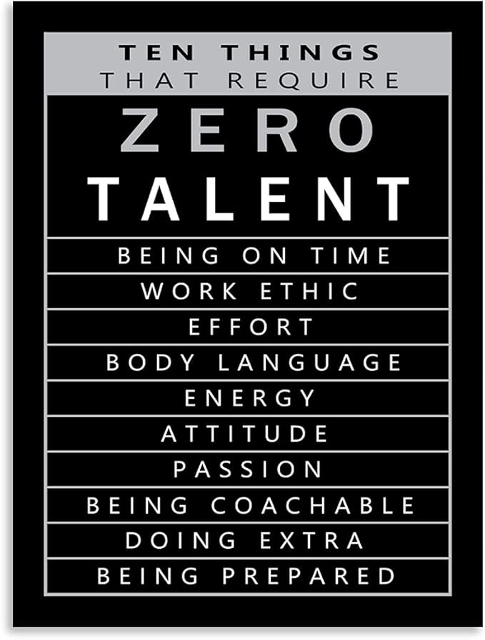 Inspirational Canvas Wall Art Ten Things That Require Zero Talent Inspirational Painting Entrepreneur Quote Poster Printing Artwork Home Office Bedroom Decoration Frame Ready to Hang[18" W x 24"H]
