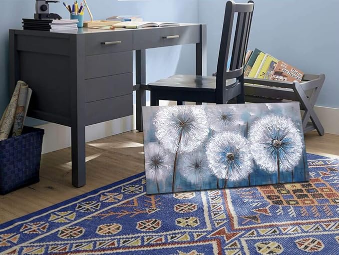 Large Dandelion Painting Wall Art Decor Canvas Print Picture for Living Room White Flower Flora Plant Home Bedroom Decoration Modern Framed Artwork