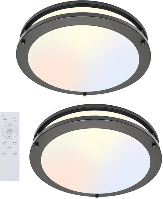 OOWOLF Dimmable LED Flush Mount Ceiling Light Fixture with Remote Control, 13-Inch 36W 2700K-6500K Light Color Adjustable, Super Bright 3600 Lumens Ceiling Lamp for Bathroom, Bedroom, Kitchen, Hallway