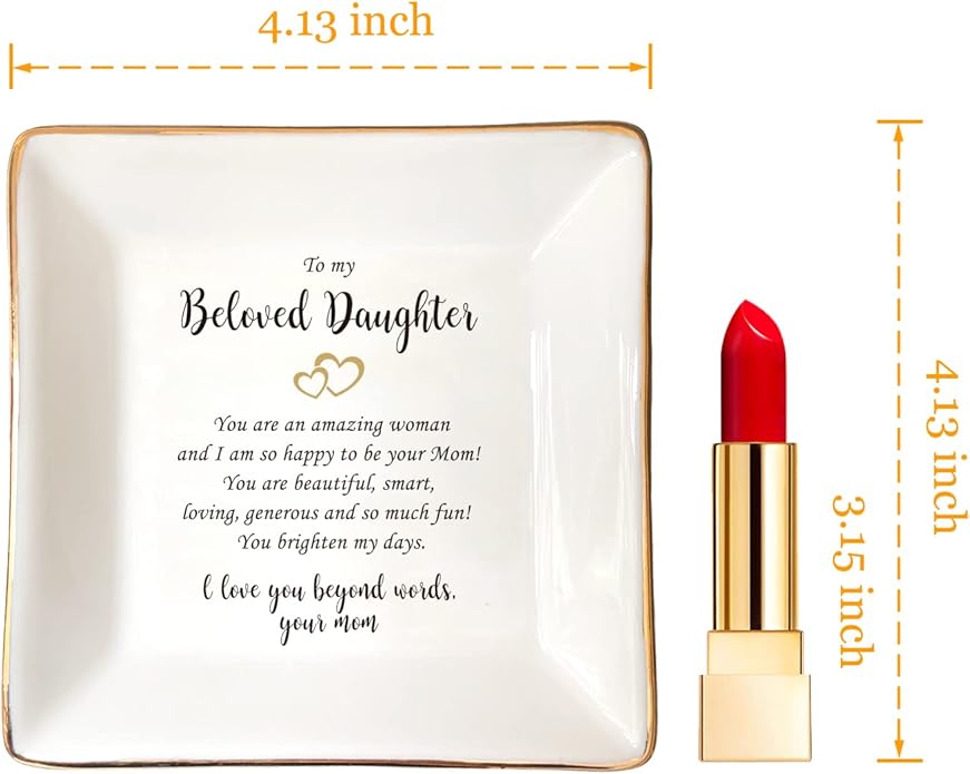 HOME SMILE Ceramic Ring Dish Jewelry Tray for Mom Sister Friends