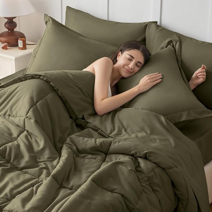 JOLLYVOGUE Queen Comforter Set, 7-Piece Bed in a Bag Queen, Ultra-Soft Comforters Queen Size, Queen Size Comforter Sets, Goose Down Alternative, Oeko-TEX Certified, Sheets & Pillowcases