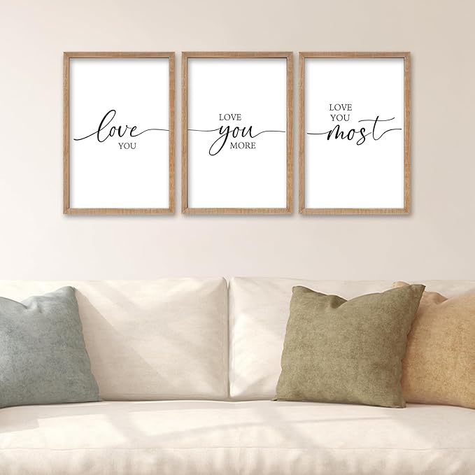SRSZHIYUE I Love You More Most Wall Decor I'll Keep Choosing You Sign 16"×11" Set of 3 Framed Wood Above Over Bed for Master Bedroom Hanging Decoration (Wood)
