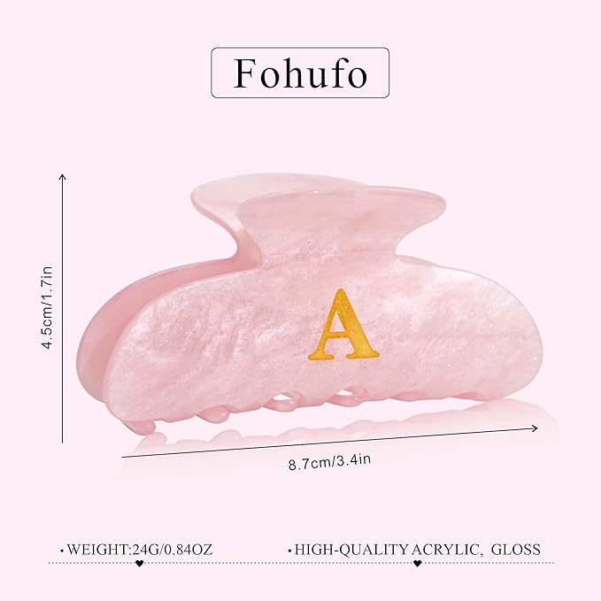 Engagement Gifts for Couples - Initial Cute Hair Clips, Elegant Pink Hair Claw Clips, Fashion Durable Hair Clips, Wedding Gift, Girlfriend Bridesmaid Gifts, Birthday, Christmas Gift, Letter E