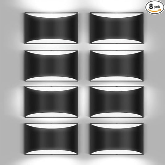 8 Pack Black Modern LED Wall Sconces, 6000K Cool White Hardwired Interior Wall Lights Up and Down Wall Mount Light for Bedroom,Living Room, Hallway(with G9 Bulbs)