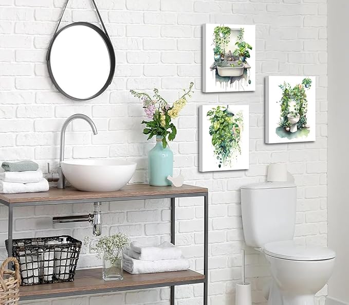 Botanical Boho Bathroom Wall Art Prints, Set of 4 (8"x10")
