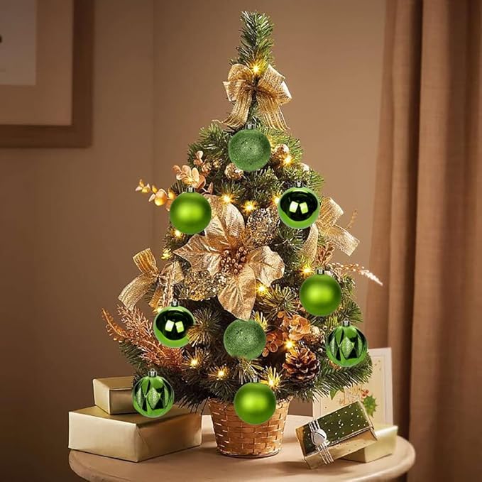 12PCS 3.15" Christmas Ball Ornaments Shatterproof Green Christmas Tree Decorations Xmas Tree Balls Halloween Ornaments Décor
