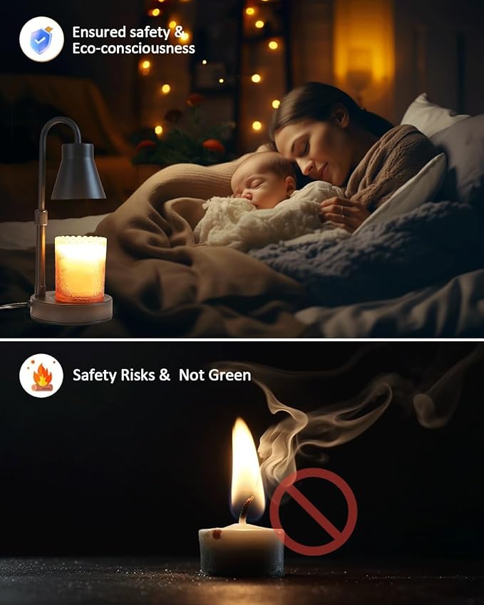 2 Pack Candle Warmer Lamp - Adjustable Height Candle Lamp Warmer, Stepless Dimming Function, Metal Candle Lamp for Jar Candles, No Flame Scented Candle Warmer with 2 Bulbs, Gifts for Mom