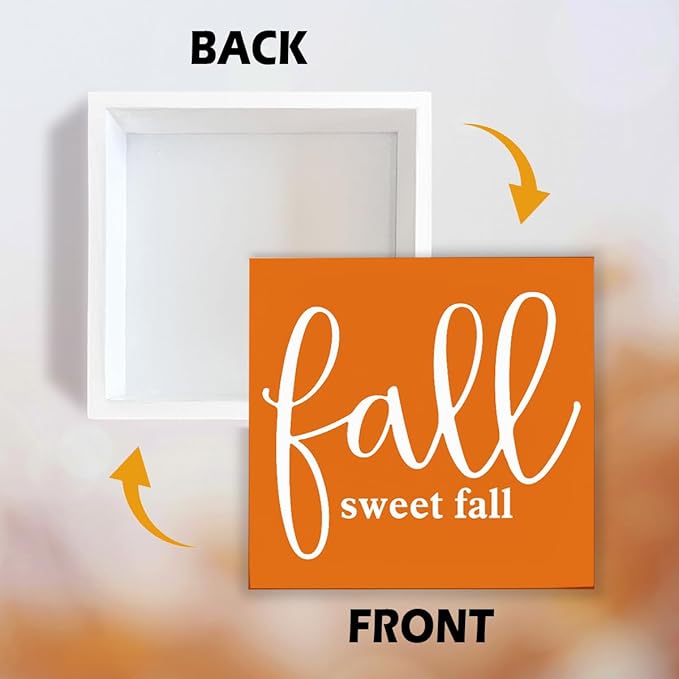 Inspirational Autumn Decors, Front Door Decor for Shelf Coutner, Thanksgiving Wooden Decor, Autumn Artwork for Home Decors, White Wooden Box Sign, Housewarming Gift, Fall Sweet Fall Wood Signs A19