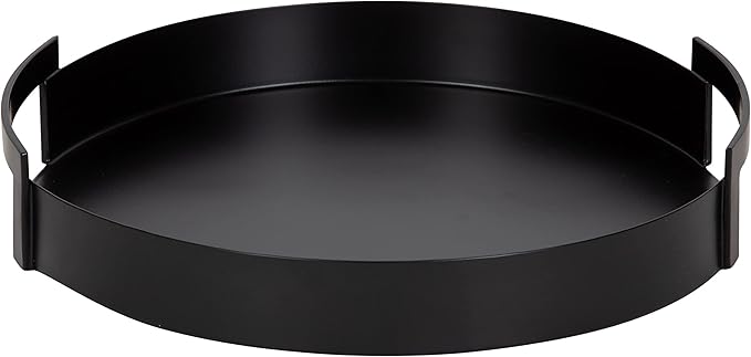 Kate and Laurel Myo Modern Round Metal Tray, 15 x 15, Black, Decorative Circular Tray for Storage and Display