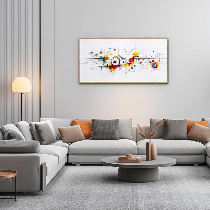 ERQINHUA Abstract Large Canvas Wall Art Living Room Boho Wall Decor For Bedroom Office Decorations Geometric Wall Paintings Minimalism Pictures Artwork Modern Home Decor Wood Framed 24x48 In