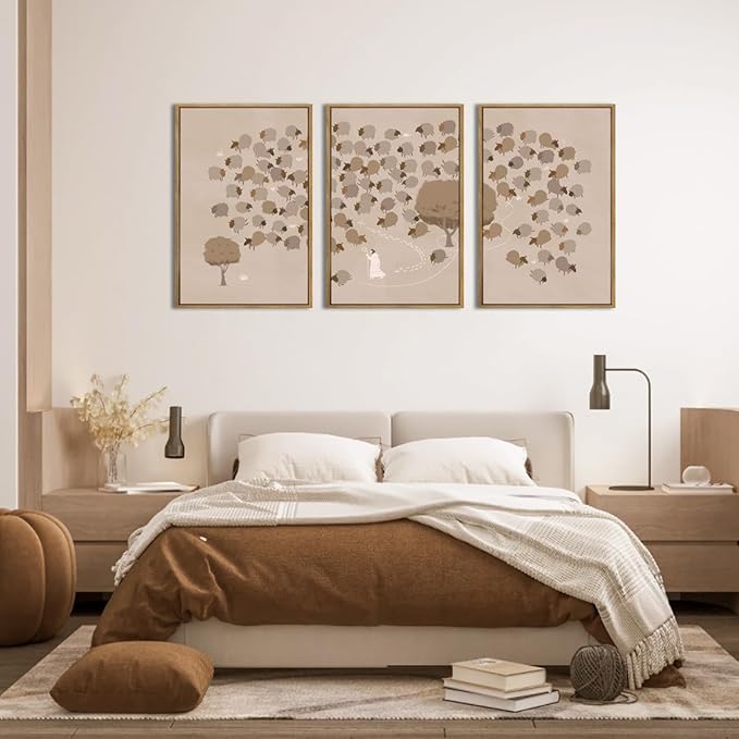 IARTTOP Large Jesus Framed Canvas Wall Art 16x24 Inch Jesus Leaves the 99 Sheep Art Prints Set of 3 God Christian Bible Wall Decor for Living Room Bedroom Church